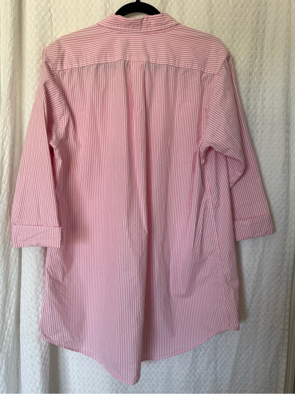 Lauren Ralph Lauren Pink White Stripe Logo Button Up Tunic Shirt Dress Large - Picture 5 of 7